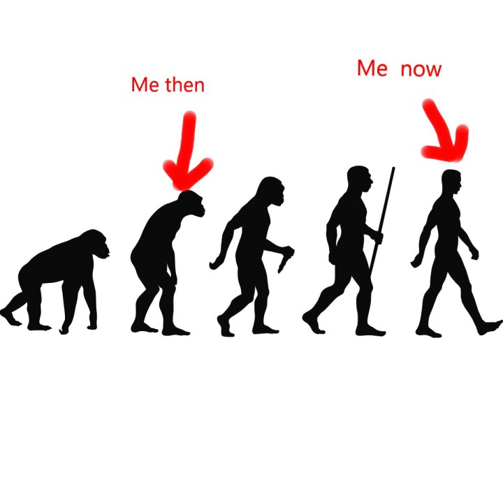 Evolution of man showing my recovery (two legs good four leg bad!)